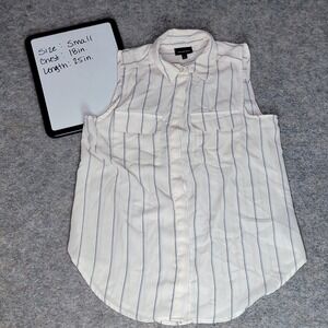 Who What Wear Sleeveless Top‎ Small Striped Button Down Shirt Blouse
